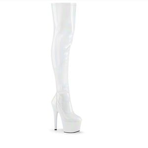 Pleasers Thigh High White 6” Boots